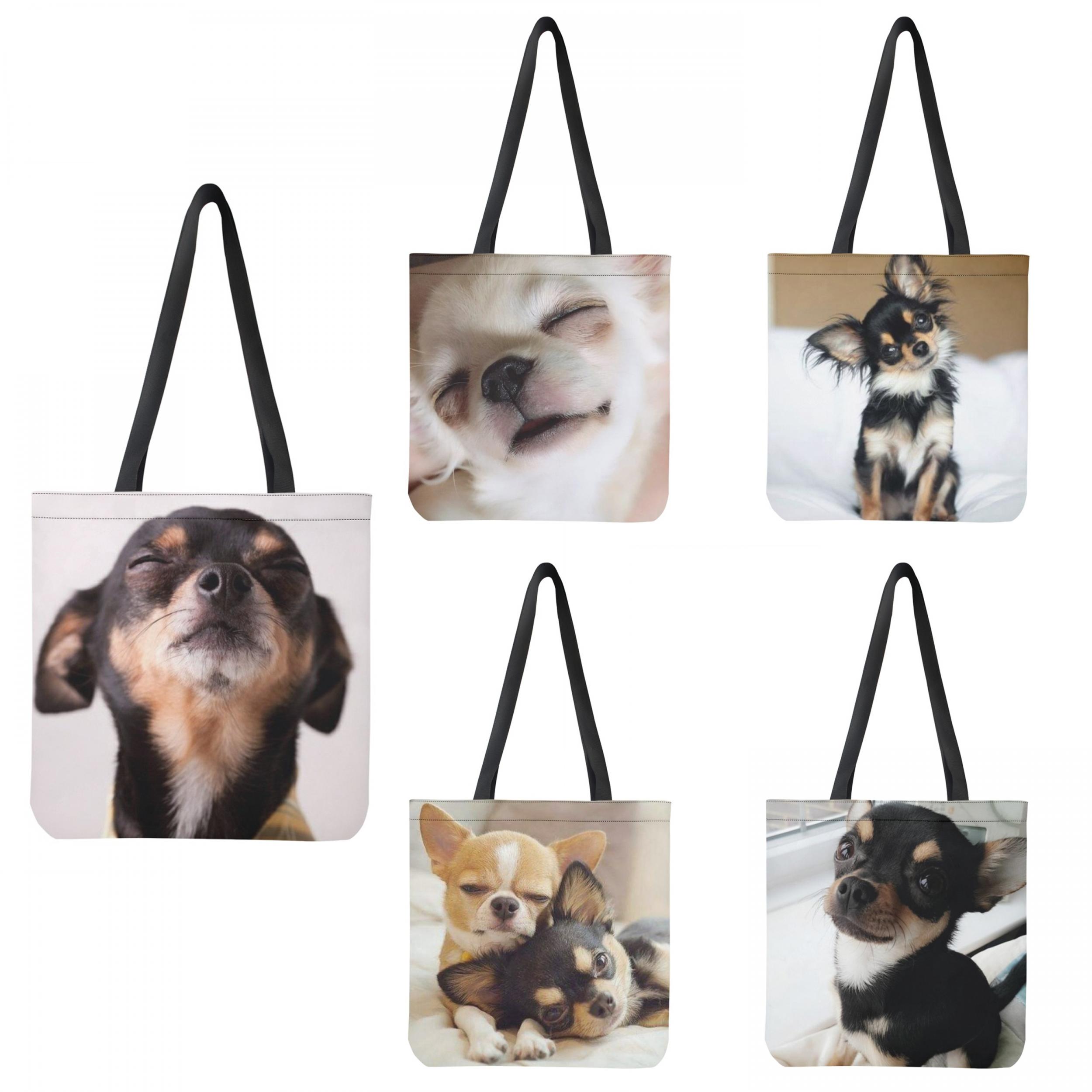 Chihuahua Printing Tote Bag, Eco-Friendly Shopping Bag